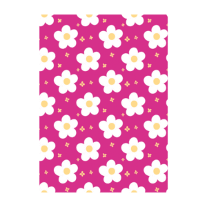 Ansichtkaart met bloemenpatroon op fuchsia achtergrond