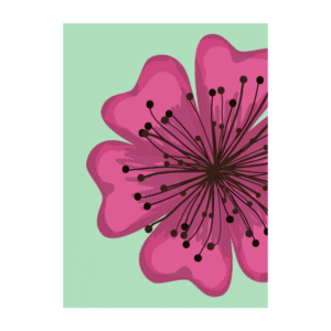 Ansichtkaart met roze bloem