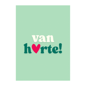 ansichtkaart van harte met hartje