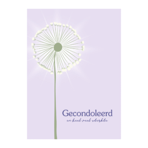 Condoleance ansichtkaart gecondoleerd en heel veel sterkte met bloemillustratie