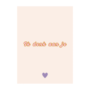 Ansichtkaart ik denk aan je met hartje