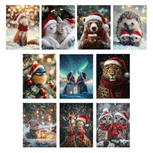 kerstkaarten-dieren-set-van-10-kaarten