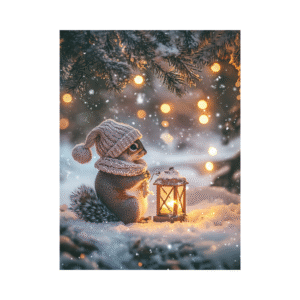 kerstkaart met eekhoorntje