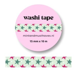 washi-tape-met-sterren-mintgroen-roze